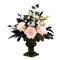 17" Pretty Morbid Pink Carnation Halloween Centerpiece in Black Urn